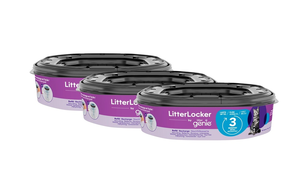 LitterLocker Cassette de recharge XL pour LitterLocker Genie, Kit de 3