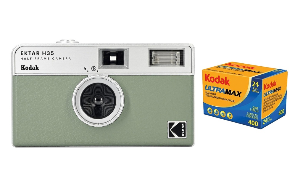 Kodak Caméra analogique Ektar H35 avec film Ultra Max 400 Vert Kit