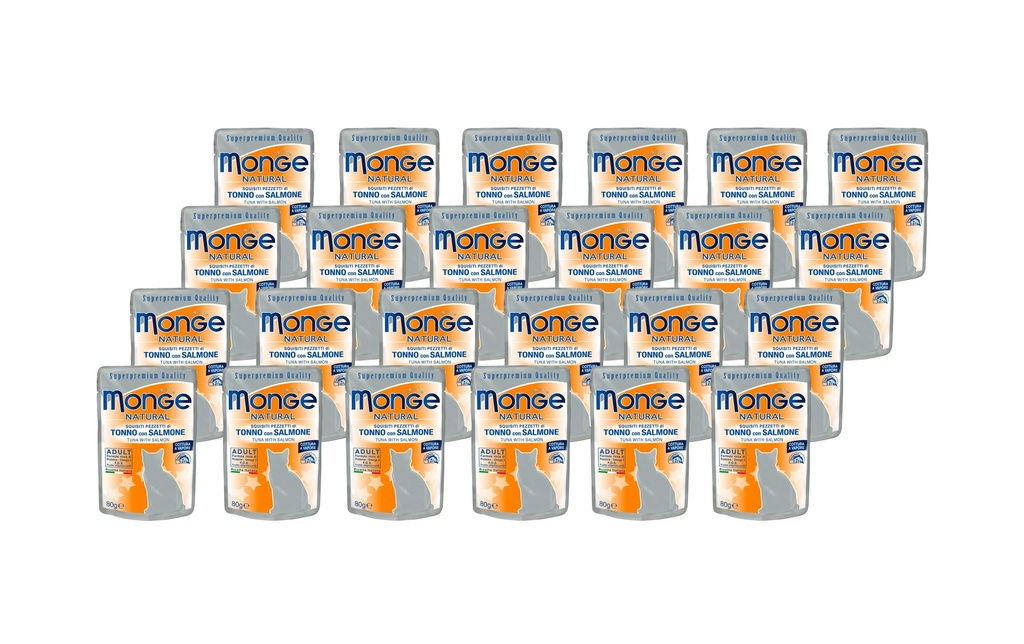 Monge Alimentation humide Natural Adult, thon & saumon, 24 x 80 g
