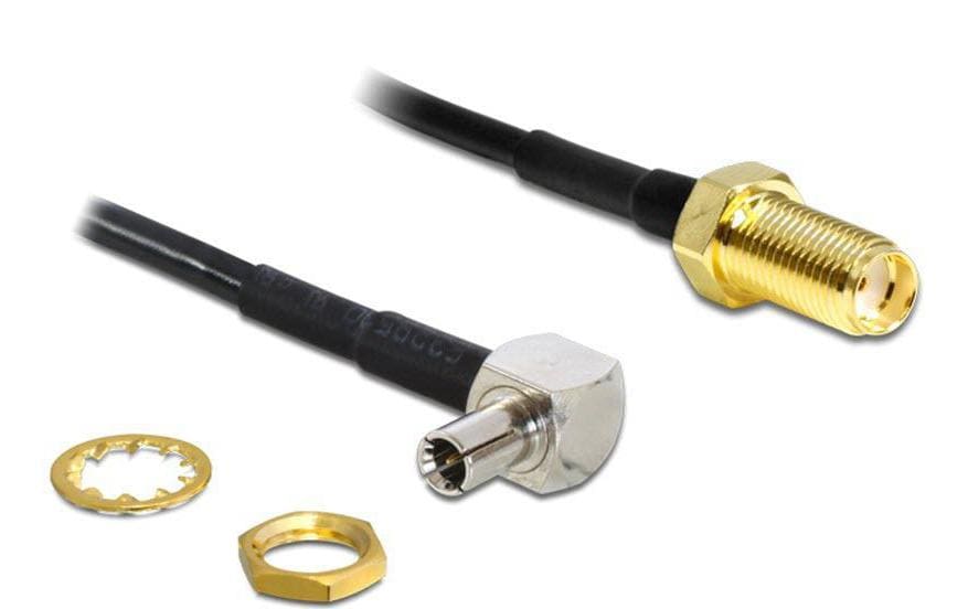 Delock Adaptateur d’antenne coudé à 90°, 17 cm, SMA Douille (f) - TS-9 Connecteur (m)