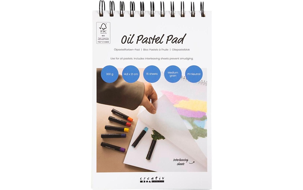 Creativ Company Bloc à dessin Pad pour pastels à l'huile A5, blanc, 15 feuilles