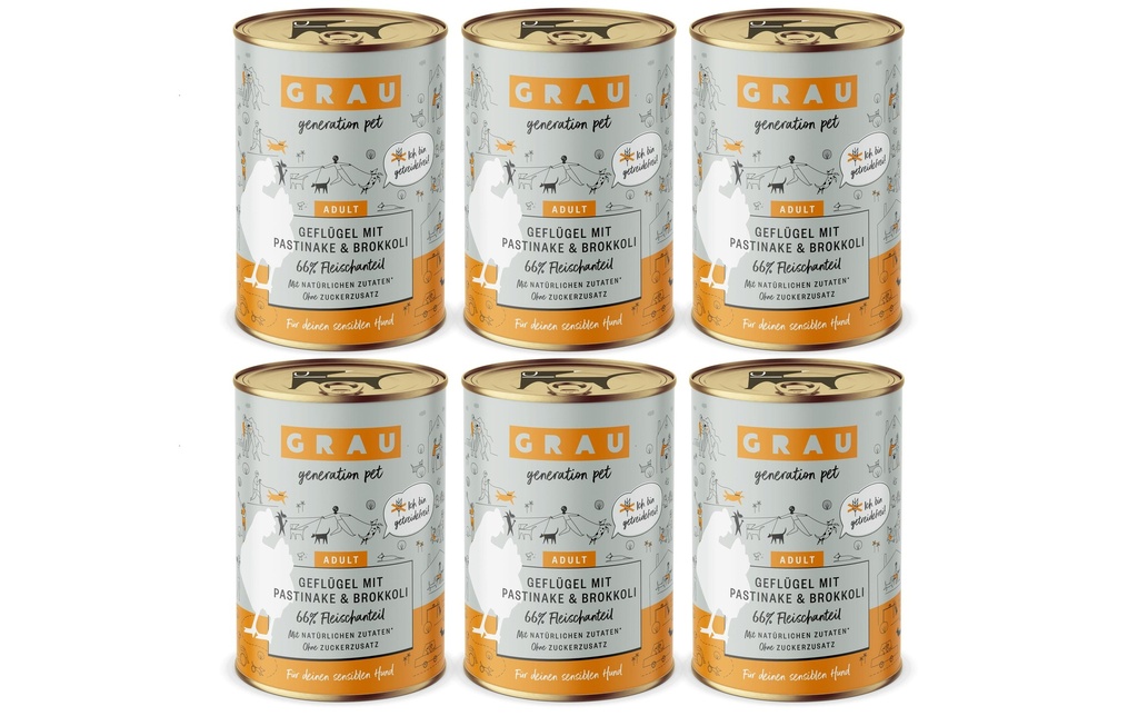 Grau Alimentation humide Volaille, panais, brocoli 6 x 400 g