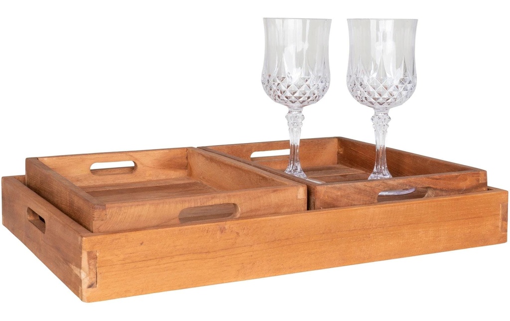 House Nordic Plateau de service Faro Set de 3 pièces, Brun