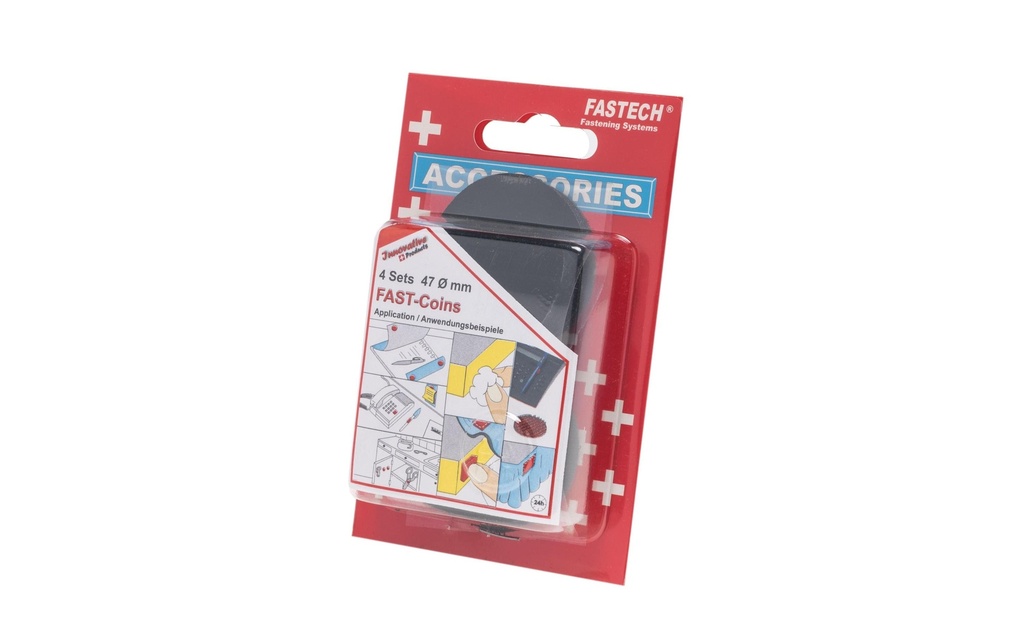 FASTECH Points auto-agrippants 47 mm autocollant noir, 4 paires