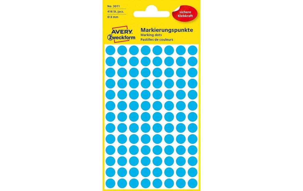 Avery Zweckform Pastilles adhésives 8 mm Bleu