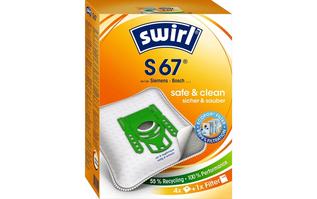 Swirl Sac filtrant pour aspirateur S 67 4 Pièce/s