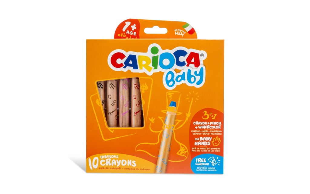 CARIOCA Crayon couleur Baby 3en1 Etui (10 pces)