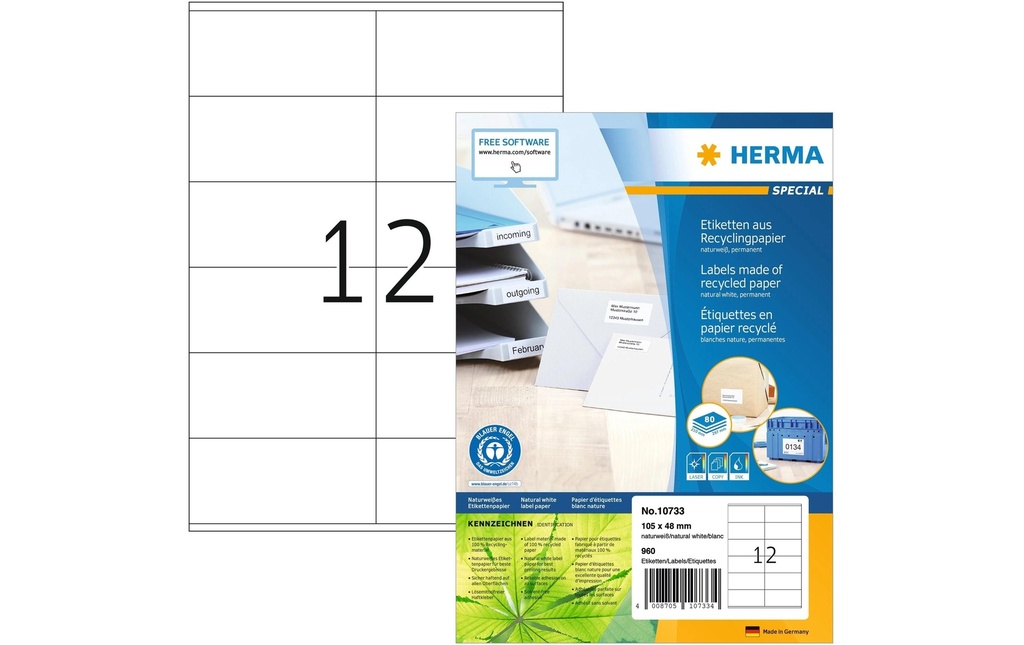 HERMA Étiquettes universelles 105 x 48 mm, 80 feuille