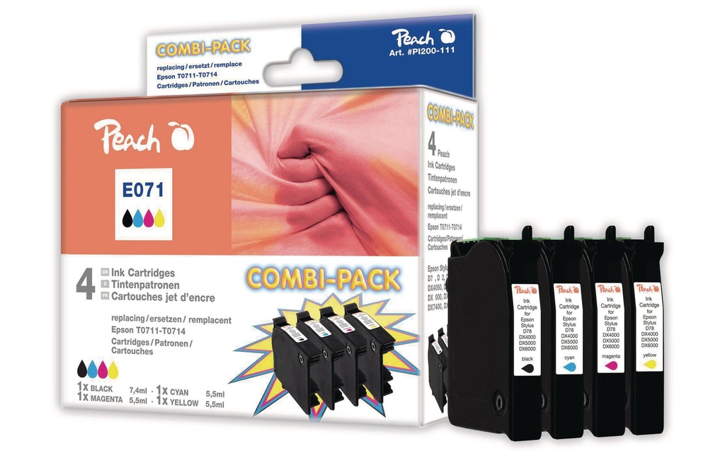 Peach Kits d’encre Epson T071 BK, C, M, Y