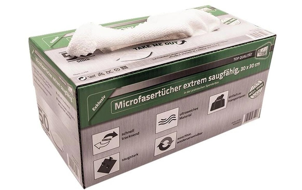 CPC Chiffon microfibre, 30 × 30 cm, boîte distributrice à 50 pièces