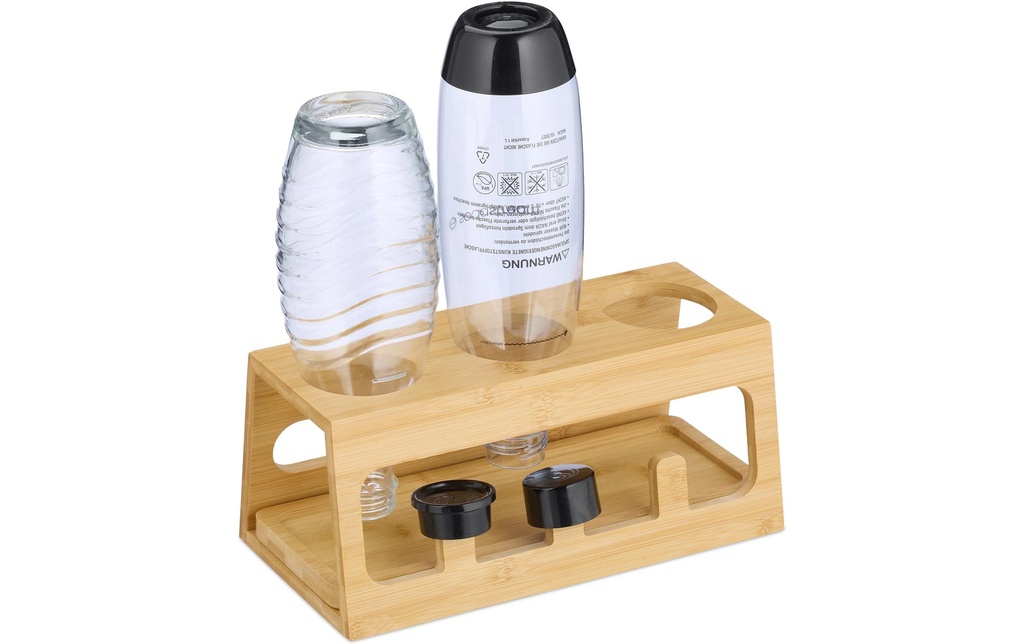 relaxdays Egouttoir pour 3 bouteilles, Brun clair