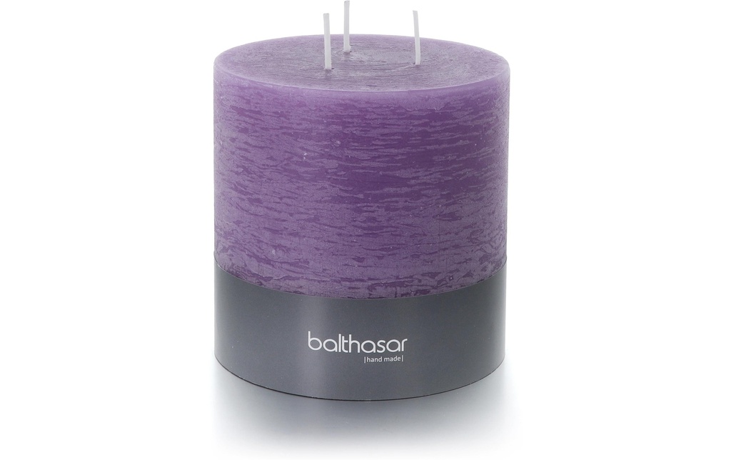 balthasar Bougie cylindrique Rustico 3 mèches 12 x 12 cm, lilas
