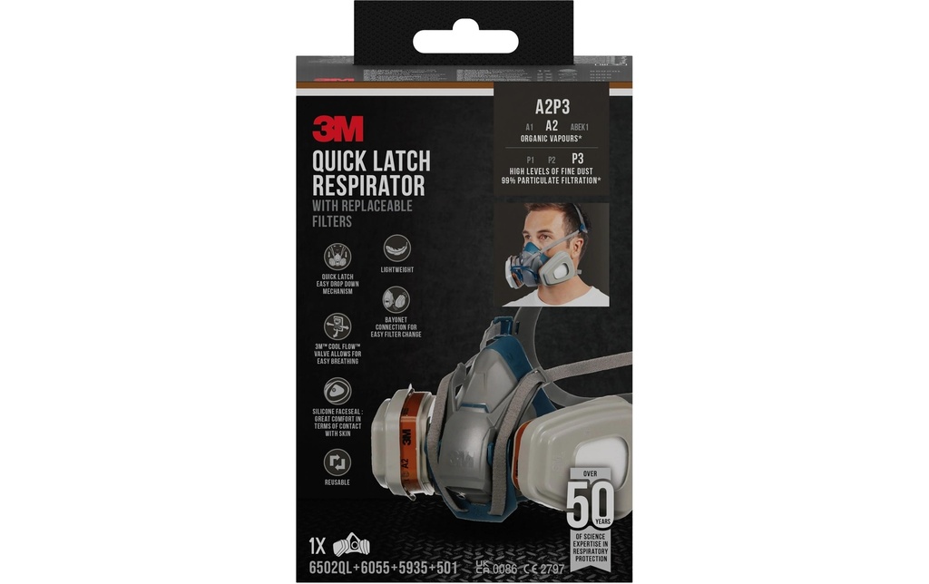 3M Masque de protection respiratoire Quick Latch