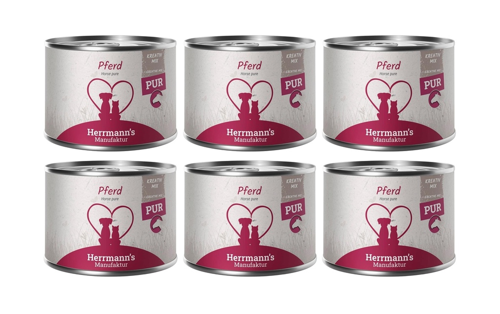 Herrmann's Alimentation humide Cheval viande pure 6 x 200 g