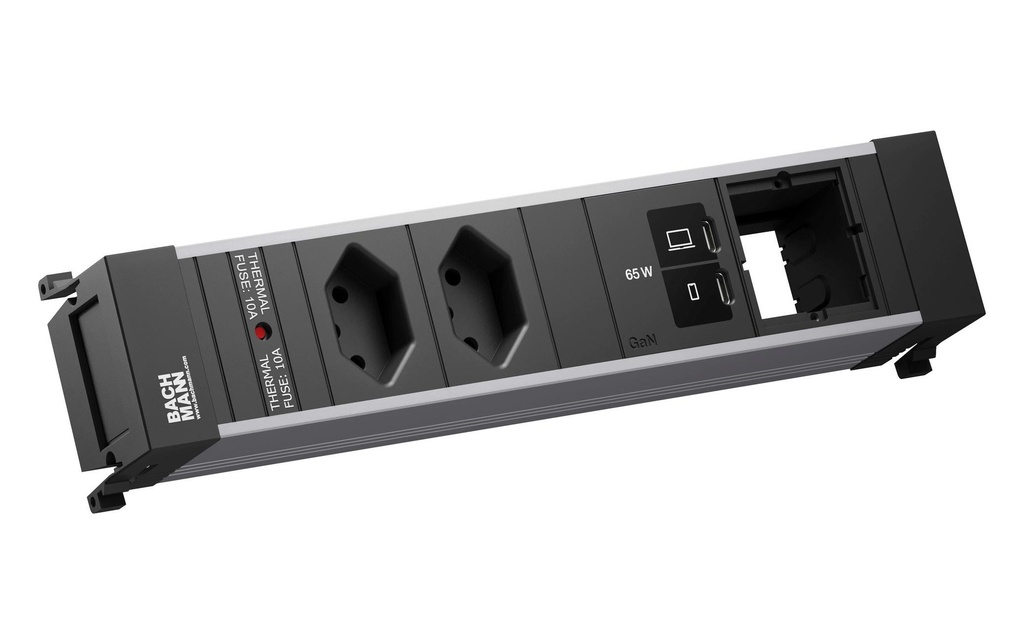 Bachmann Bloc multiprises d’encastrement POWER FRAME M 2xT13 1xUSB C/C 65W 1xCM