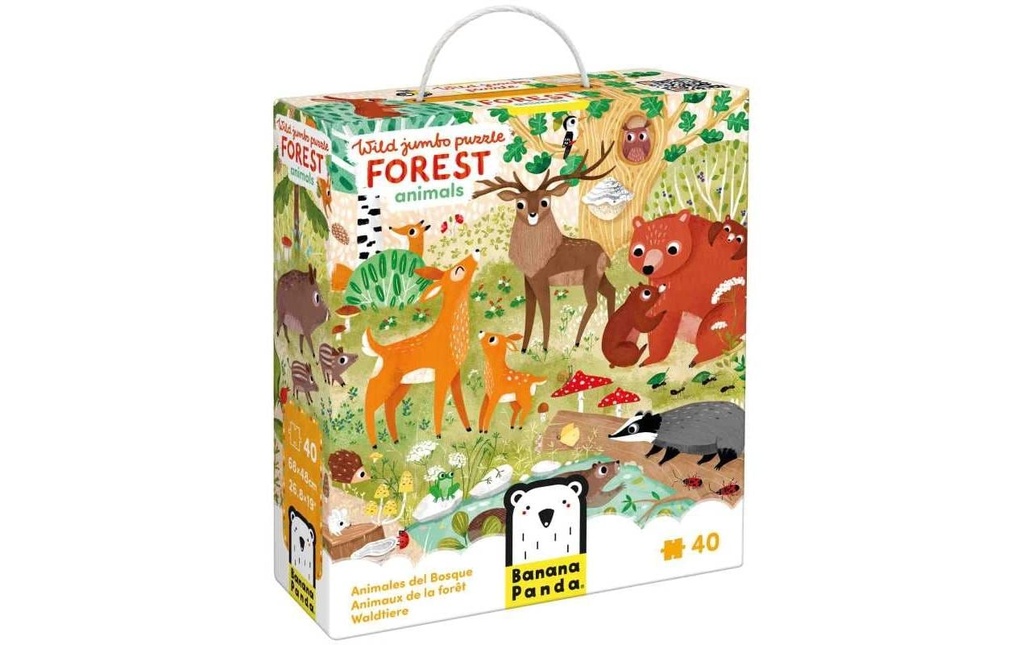 Banana Panda Puzzle Jumbo sauvage animaux de la forêt Carton 40 pièces