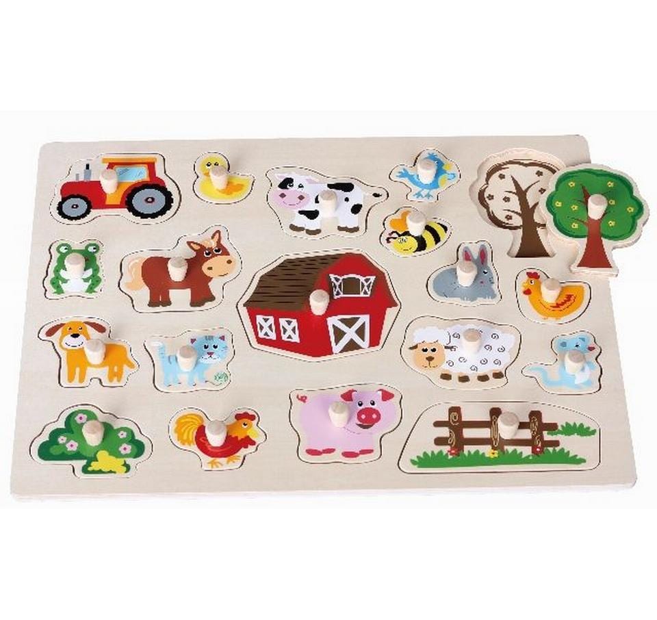 Spielba Holzspielwaren Puzzle animaux grand avec poignée