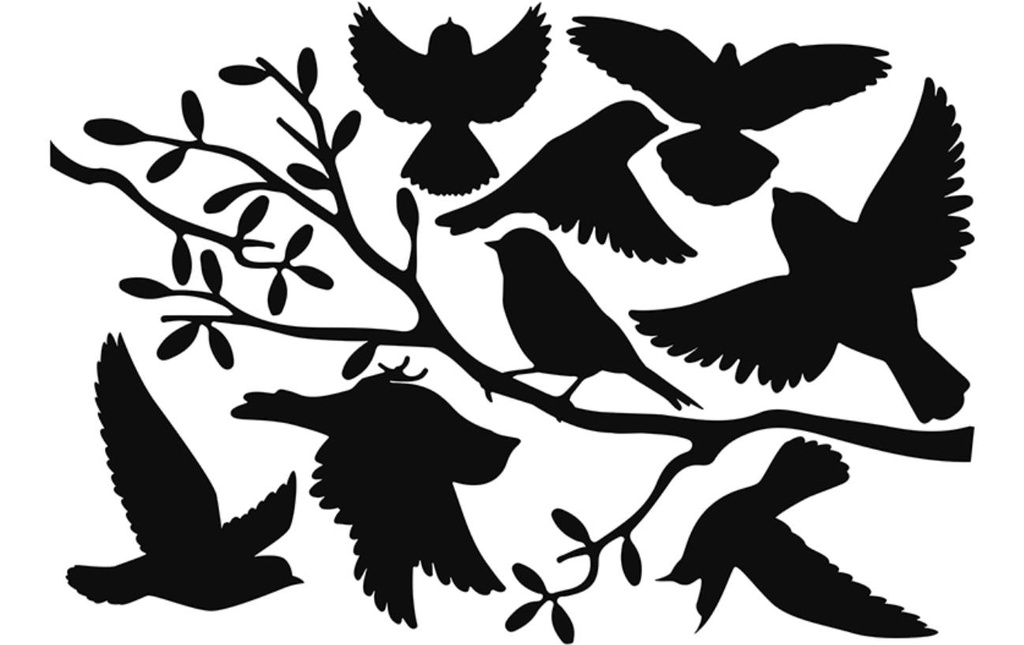 Esschert Design Film de fenêtre Silhouettes d'oiseaux sur une branche 33 x 23 cm