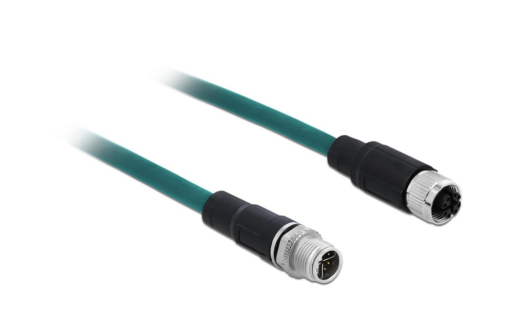 Delock Câble patch M12-M12 Cat 6A, S/FTP, 1 m, Bleu, 8Pin-X codé