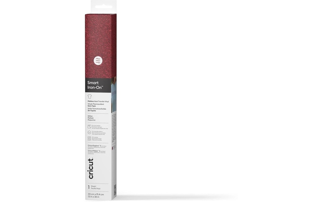 Cricut Film thermocollant Smart Glitter 33 x 91 cm, 1 pièce, rouge