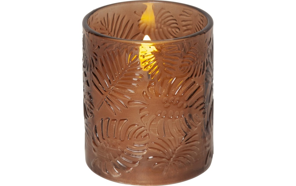 Star Trading Bougie LED Feuille de flamme Pillar, Ø 8.5 x 10 cm, brun