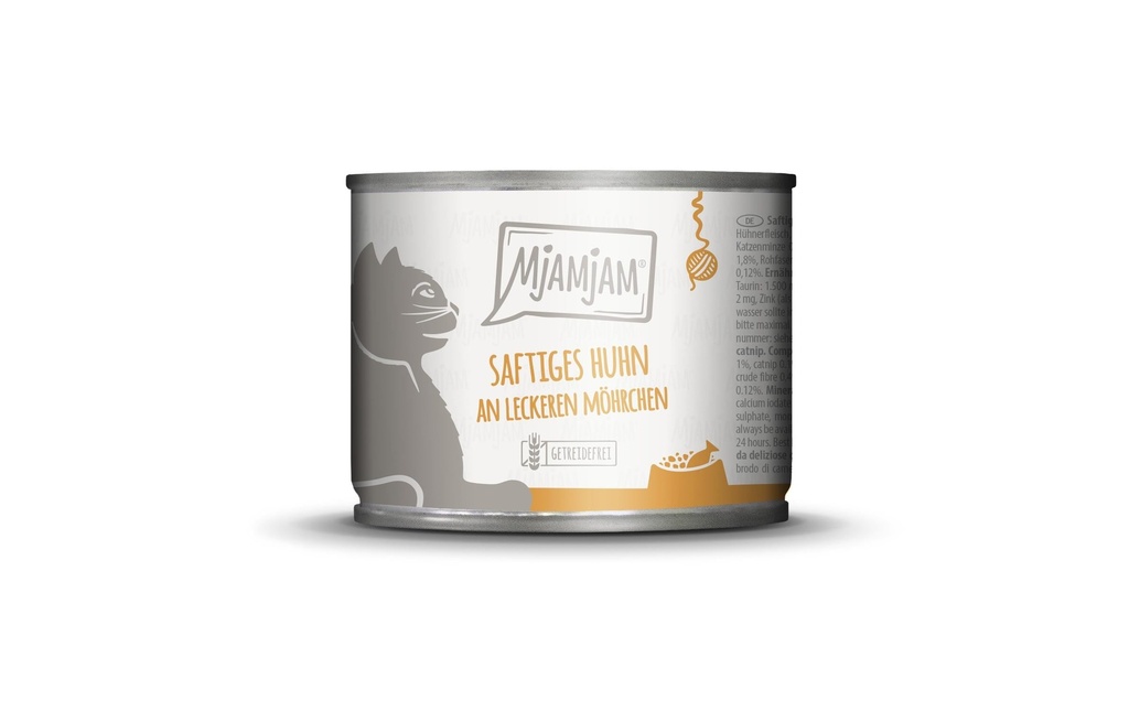 Mjamjam Alimentation humide Boîte de poulet & morilles, 200 g