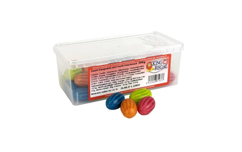 King Regal Chewing-gum acidulé saveur fruits 200 g