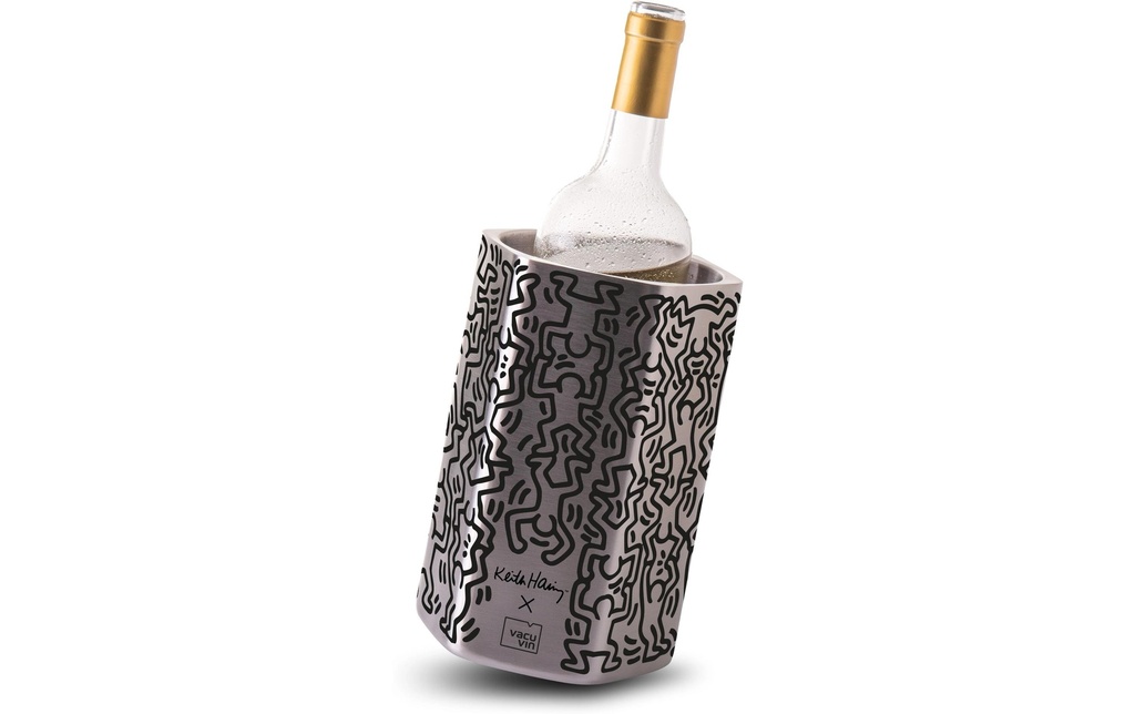 Vacuvin Rafraîchisseur de bouteille Keith Haring Noir/Argenté