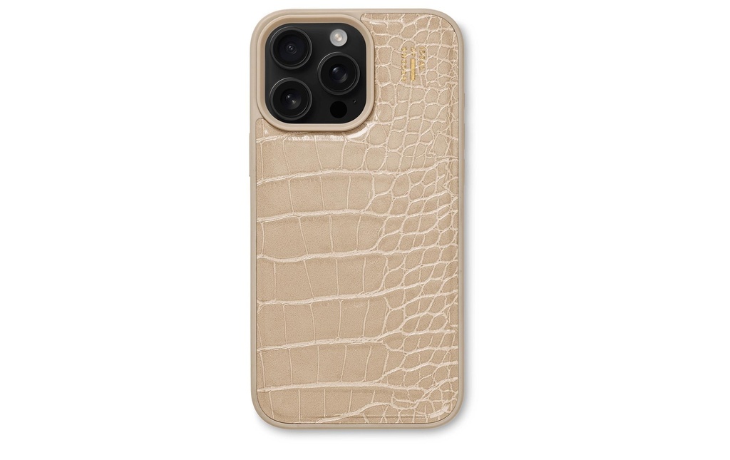 Ideal of Sweden Coque arrière Croco iPhone 16 Pro Beige