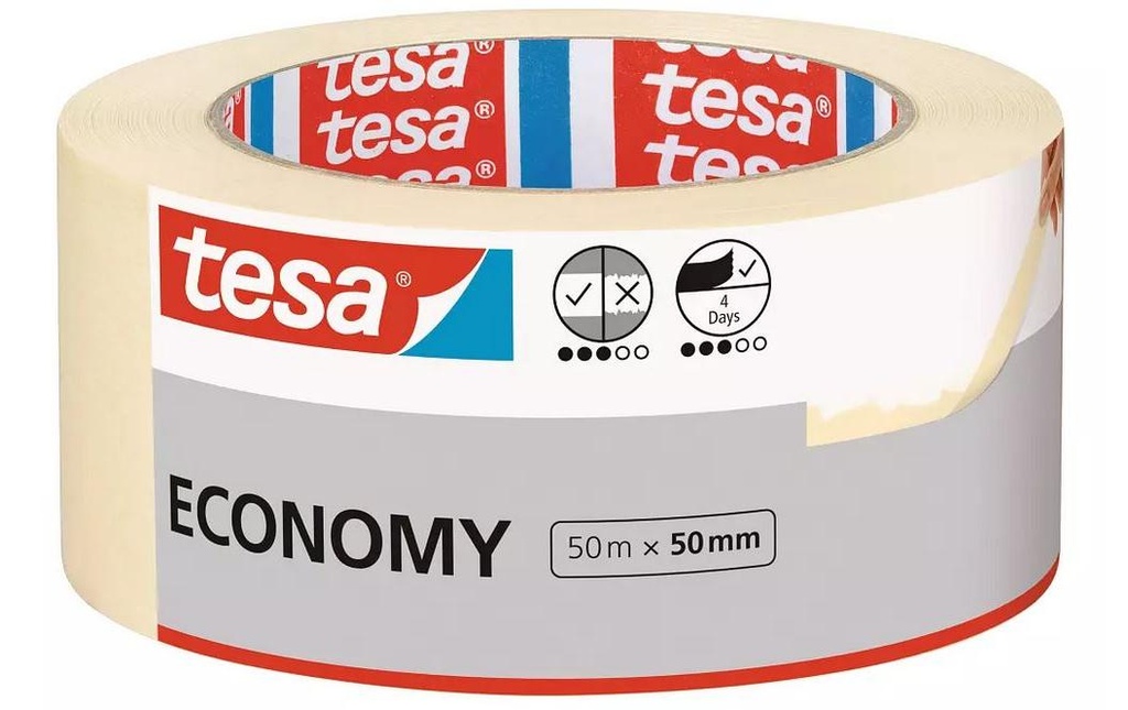 tesa Ruban de peintre -Set Economy, 50 mm x 50 m, 6 rouleaux, beige
