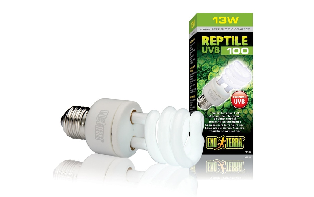Exo Terra Lampe pour terrarium Reptile UVB100 E27, 13W, 15.4 cm
