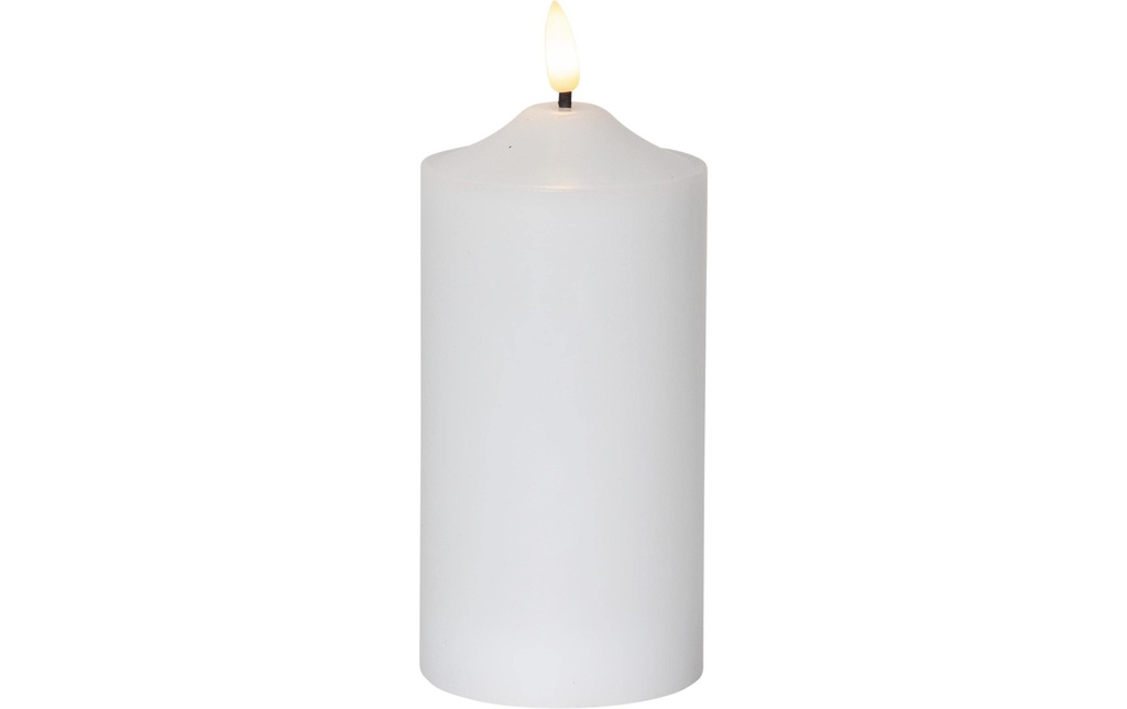 Star Trading Bougie LED Flamme pilier Ø 7.5 x 17 cm, Blanc