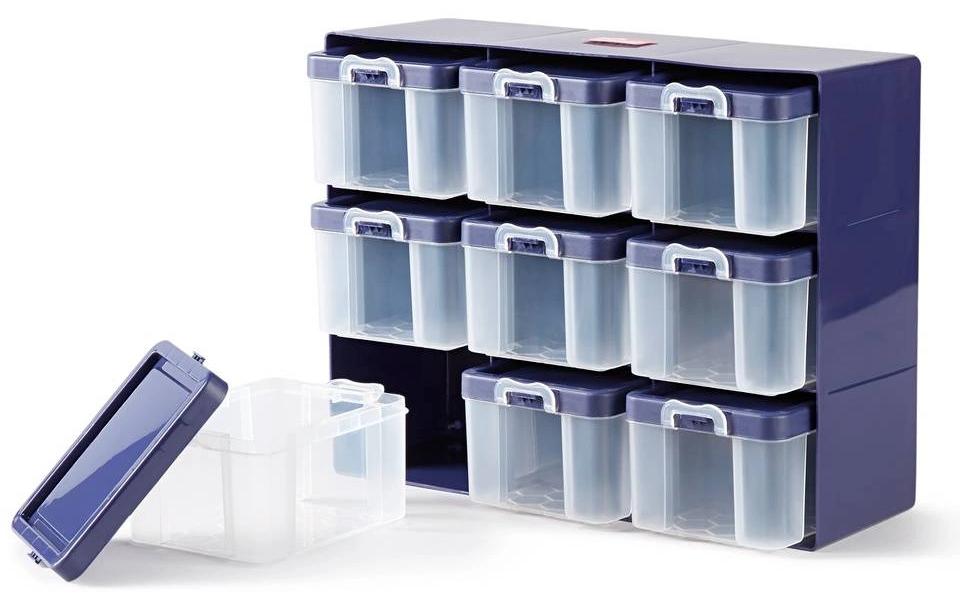 Prym Sac de rangement avec 9 boxes Violet, Transparent