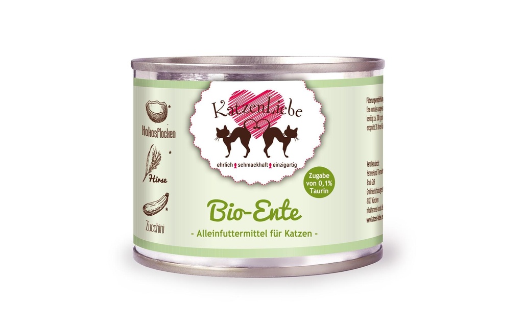 KatzenLiebe Alimentation humide Canard bio avec courgettes bio, 200 g