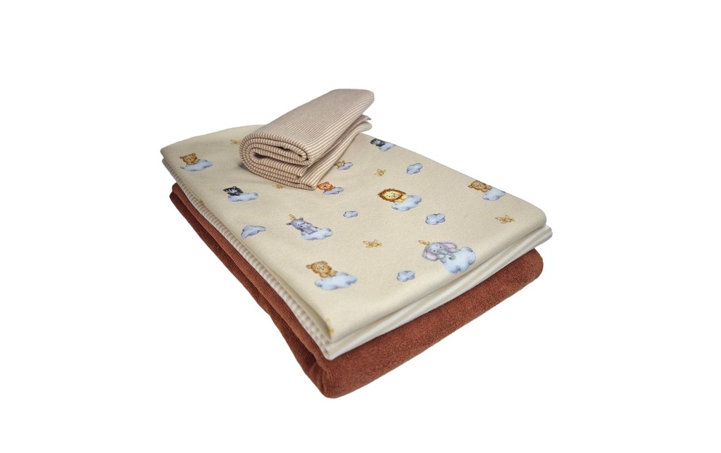Stoffe Tissu Jersey animaux nuages 4 pièces, 3 x 0,5 m