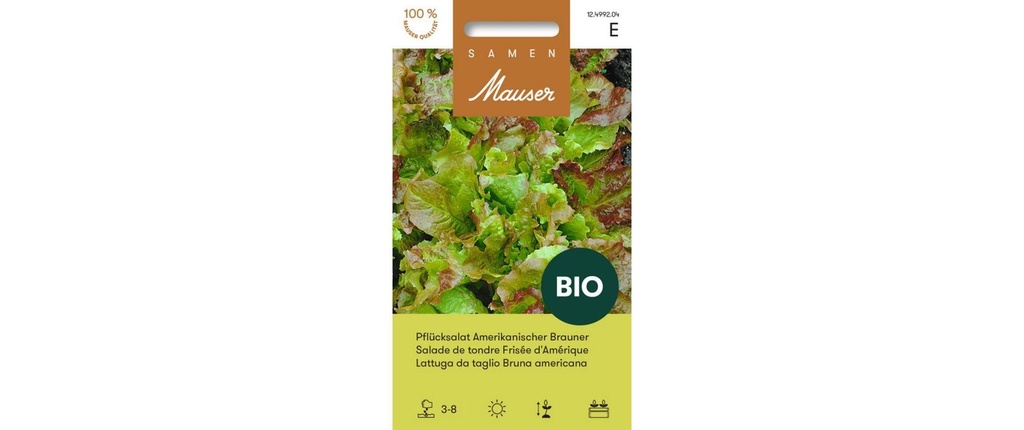 Samen Mauser Semence Laitue à cueillir BIO brune américaine