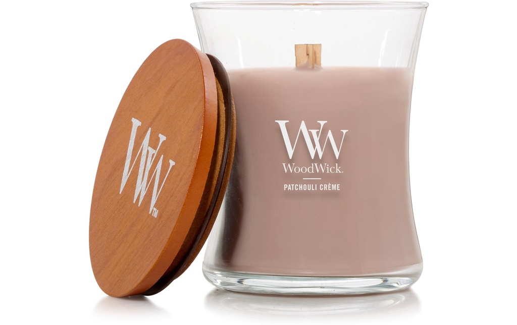 Woodwick Bougie parfumée Patchouli crème Pot moyen