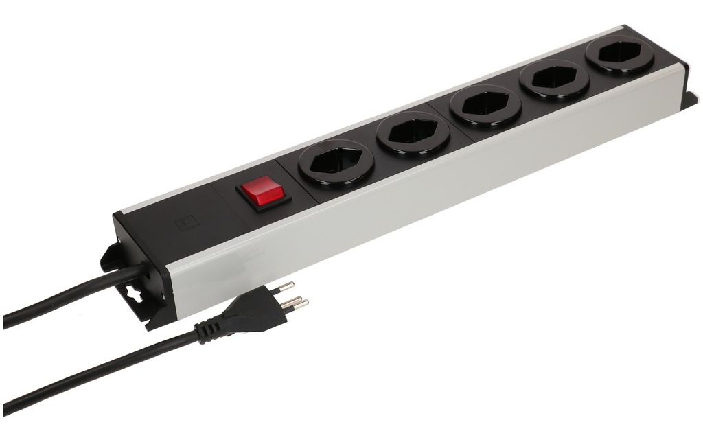Max Hauri Bloc multiprises Power Line 5x Typ 13 Gris/noir