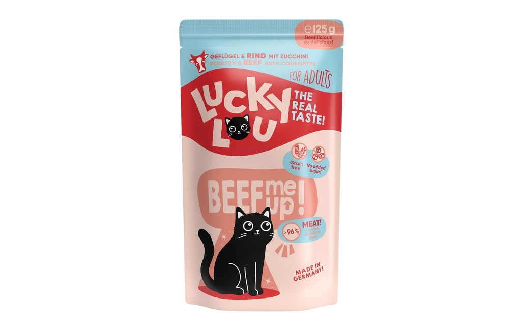 Lucky Lou Alimentation humide Lifestage Adult volaille & bœuf, 125 g