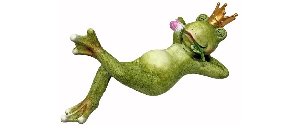 Dameco Figure décorative Roi grenouille couché avec tulipe 17 x 37 x 15 cm