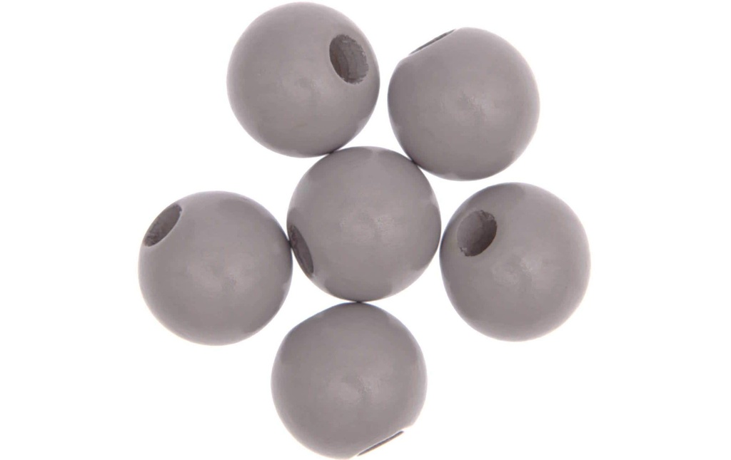 Rico Design Billes de bois Macramé Gris clair, 6 pièces