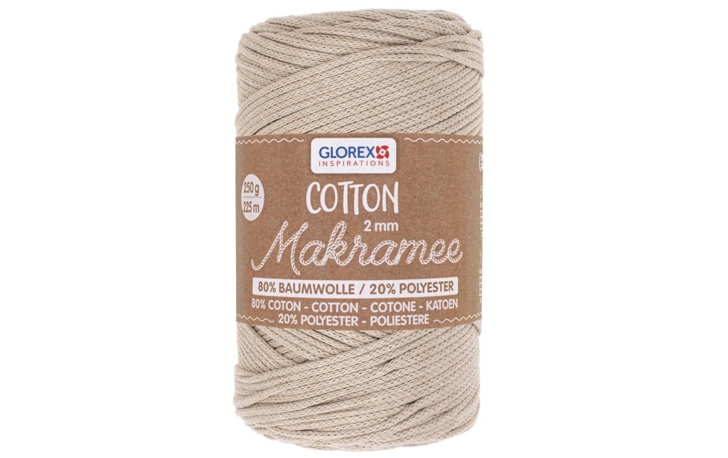 Glorex Laine Macramee Cotton 2 mm, 250g, Taupe