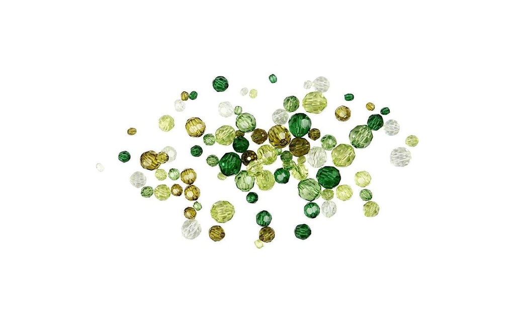 Creativ Company Perles à facettes 4-12 mm Vert, 170 pièces