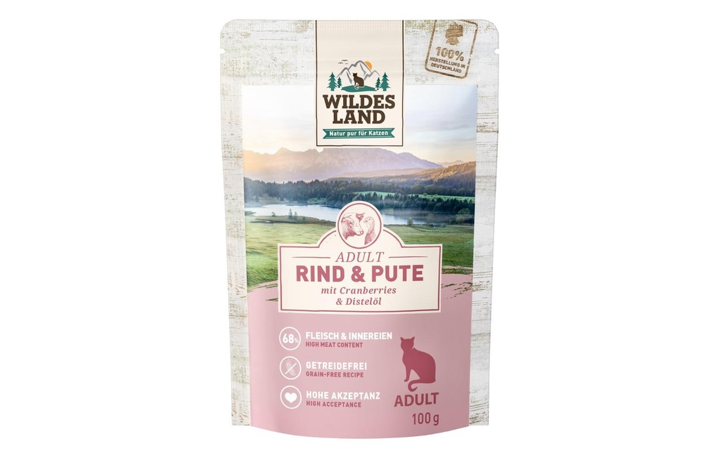Wildes Land Alimentation humide Adult bœuf et dinde 100 g