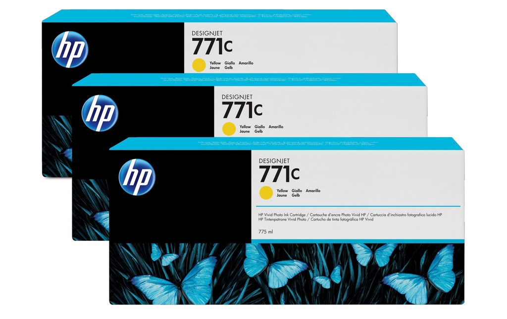 HP Encre Nr. 771C (B6Y34A) Yellow (paquet de 3)