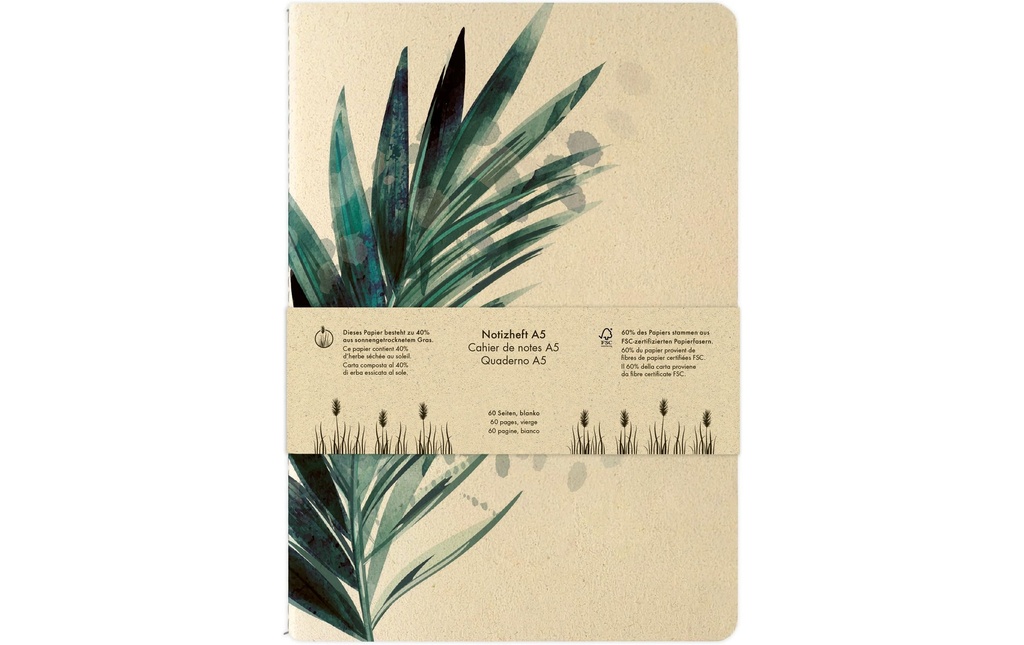 Natur Verlag Carnet de notes Feuille de palmier 14.8 x 21 cm, Vierge