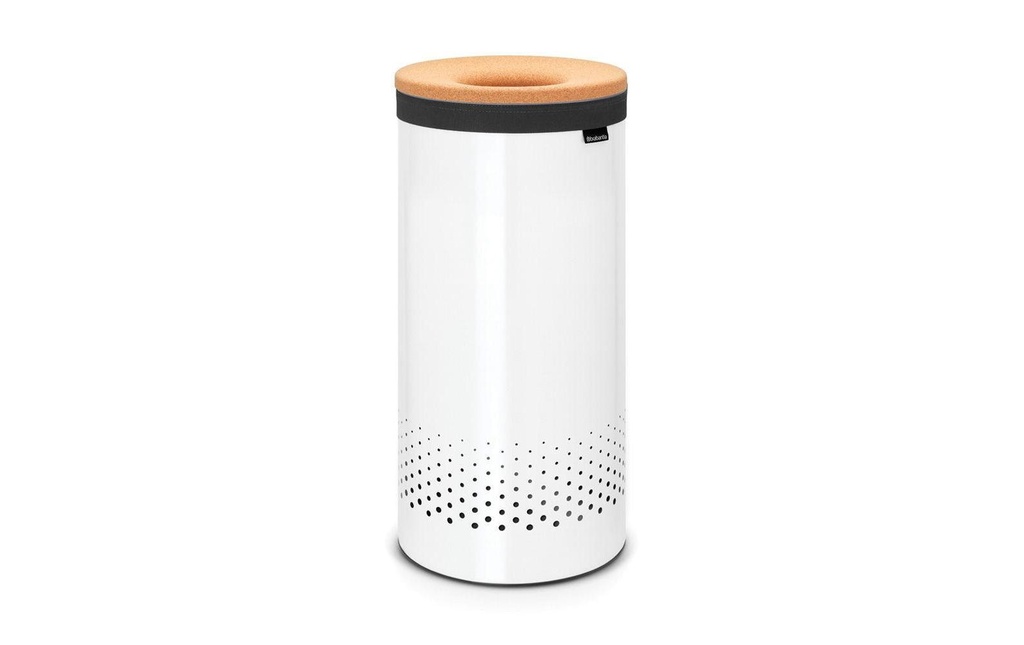 Brabantia Corbeille à lessive avec couvercle en liège, 35 litres, blanc