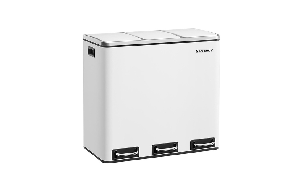 Songmics Poubelle à pédale 3 x 18 L, blanc