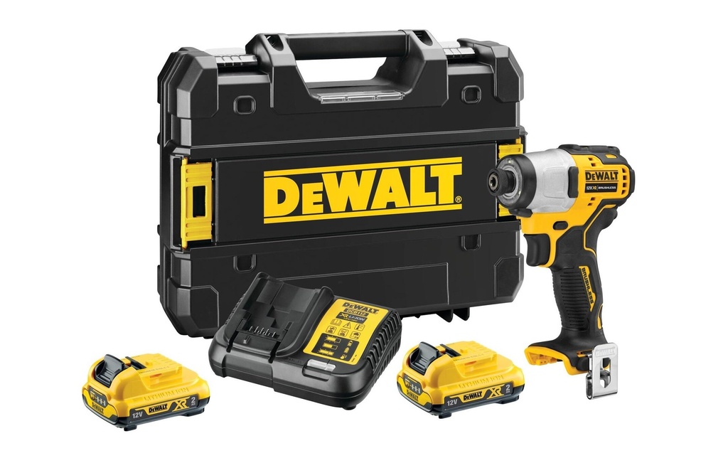 DEWALT Visseuses à percussion sans fil 12 V 1/4, 2x 2 Ah batterie, kit