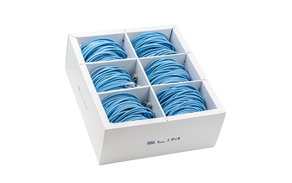 SLIM Câble patch slim RJ-45, Cat 6A, U/FTP, 0.5 m, Bleu, paquet de 90